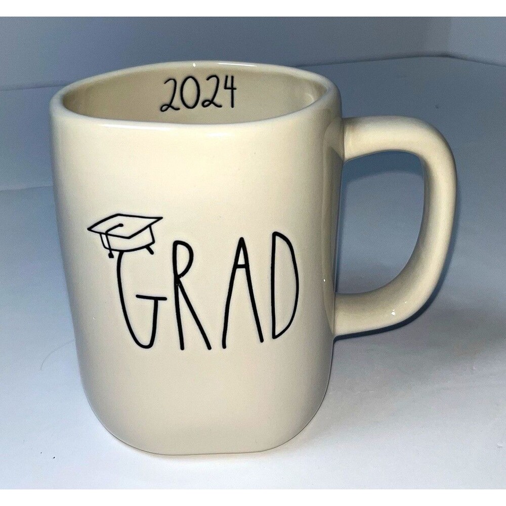 Rae Dunn Magenta Artisan Collection GRAD 2024 White Ceramic Mug 16 oz Never Used